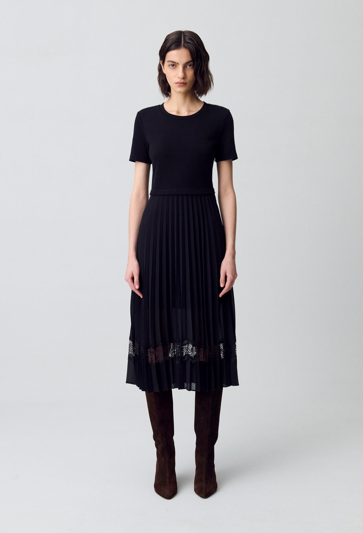 Twist black bi-material midi dress 4 Twist black bi-material midi dress