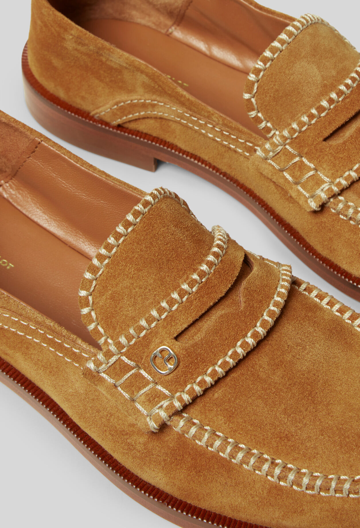 Suede mules with gold monogram 5 Suede mules with gold monogram