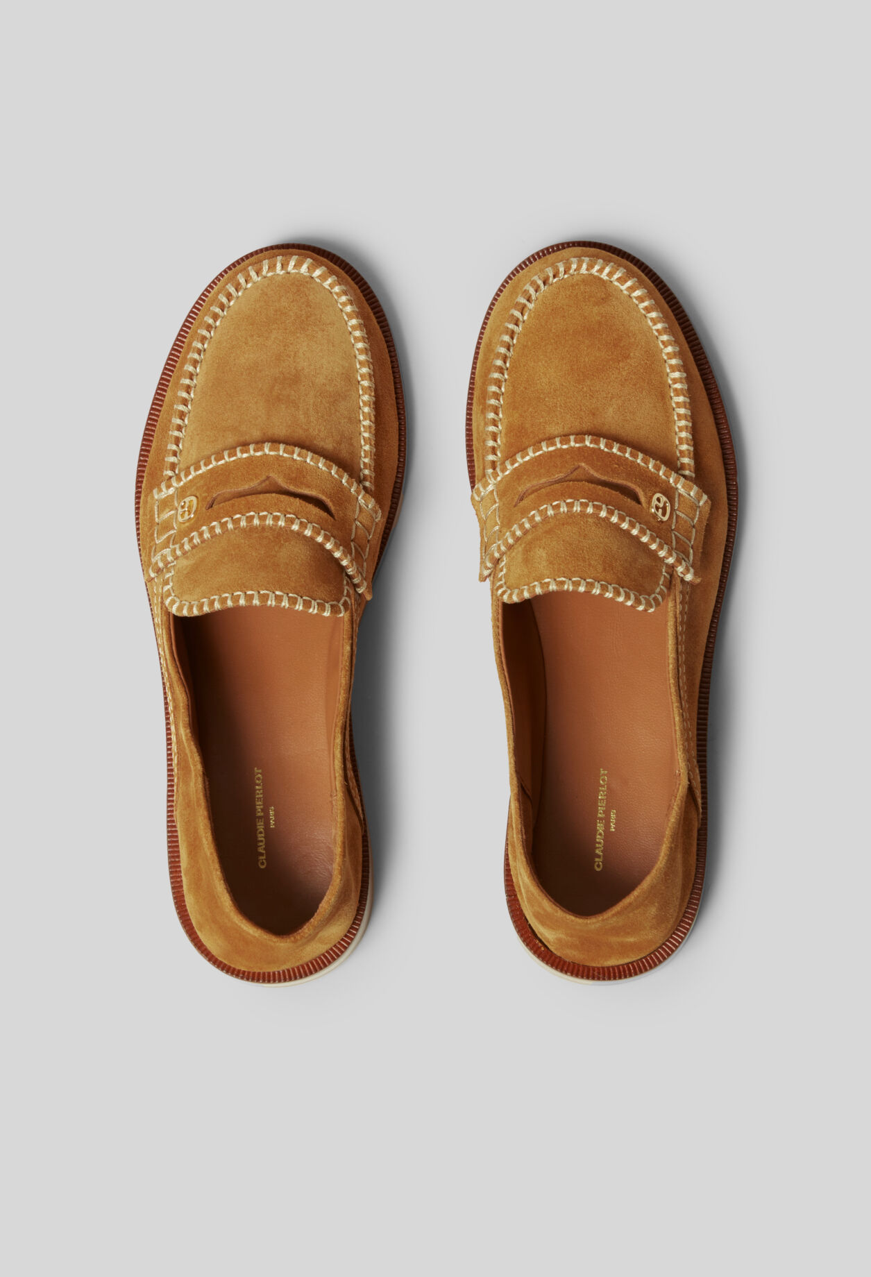 Suede mules with gold monogram 6 Suede mules with gold monogram