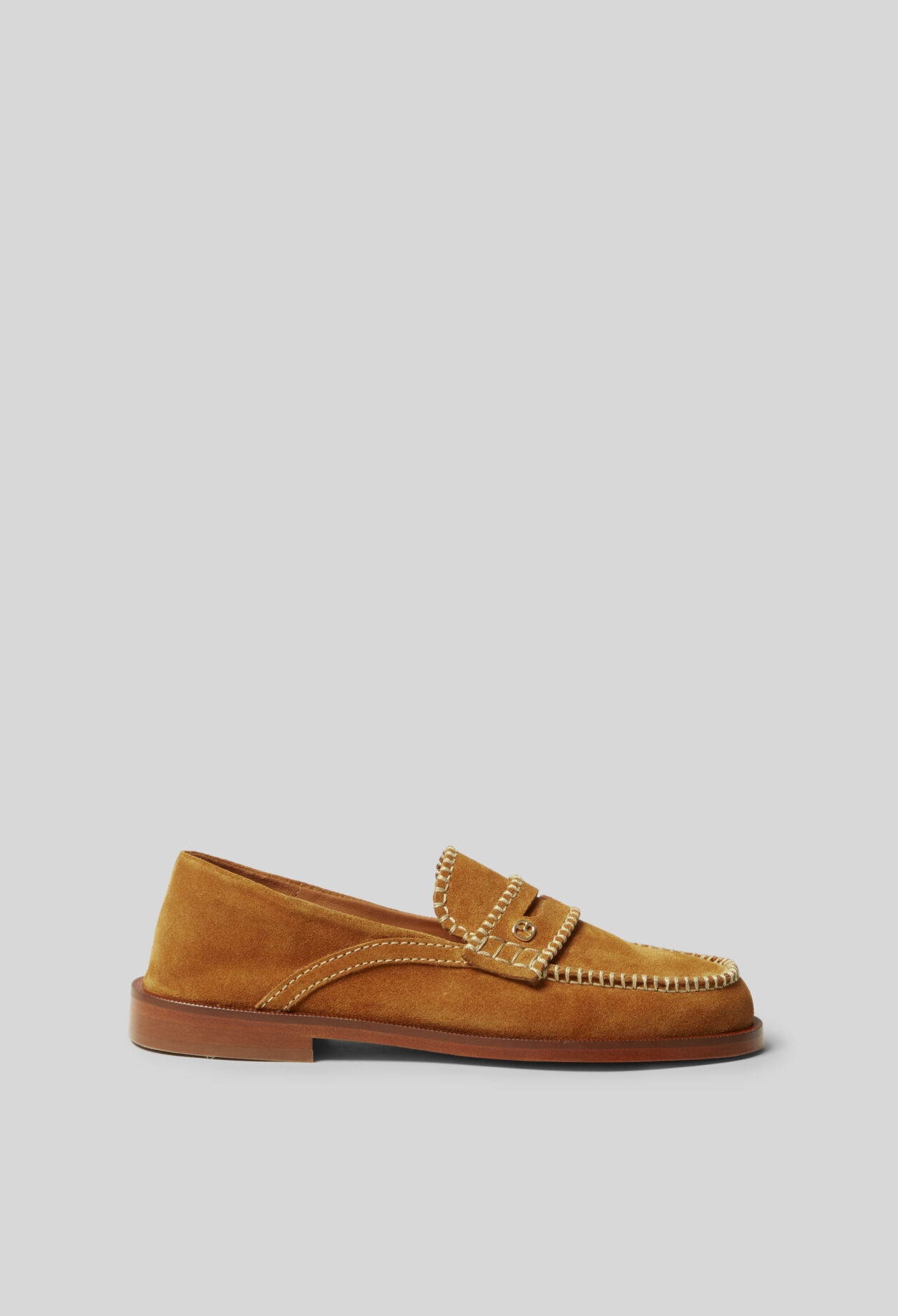Suede mules with gold monogram 9 Suede mules with gold monogram