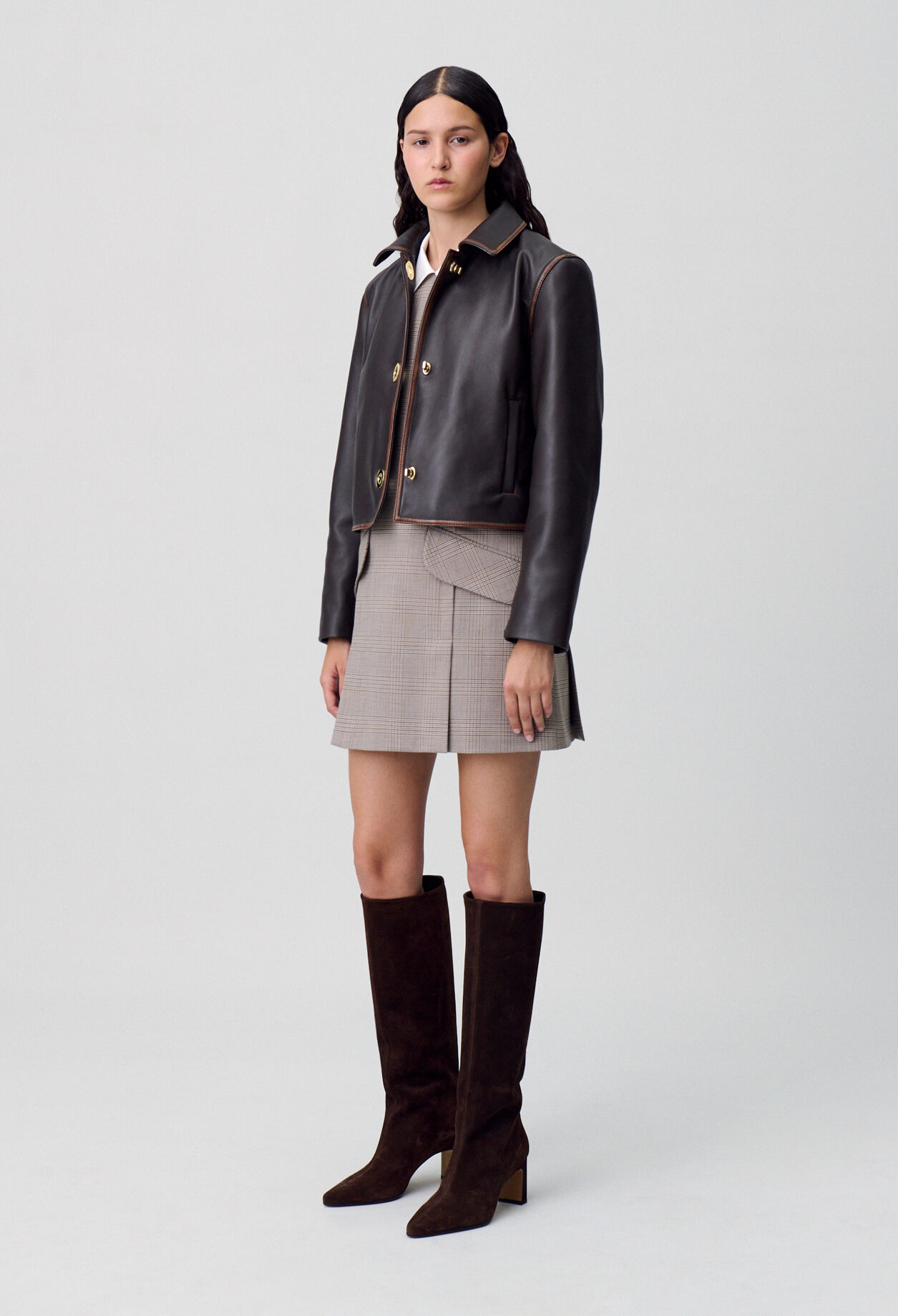 Cropped Vintage Leather Jacket