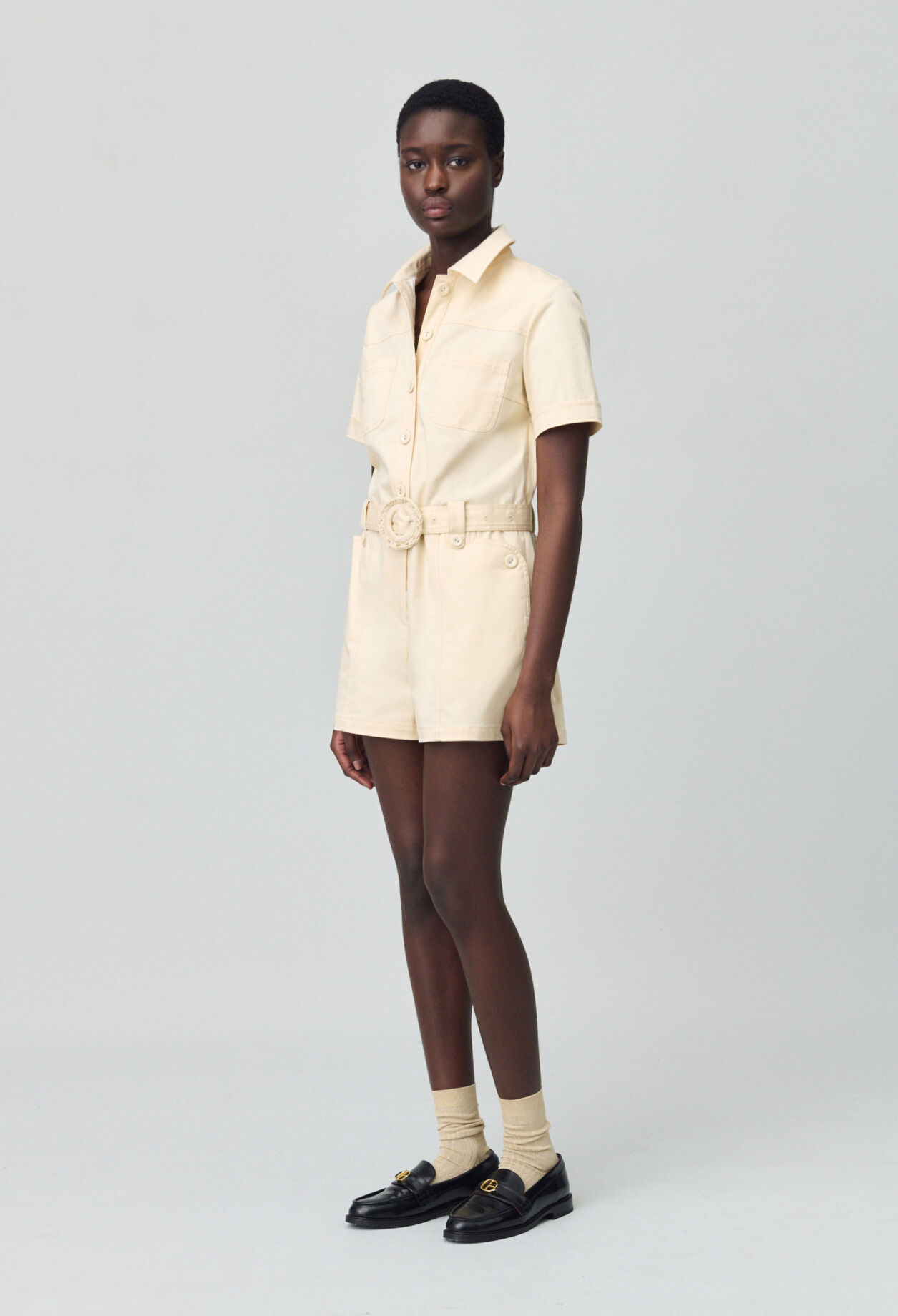 Shirt collar jumpsuit