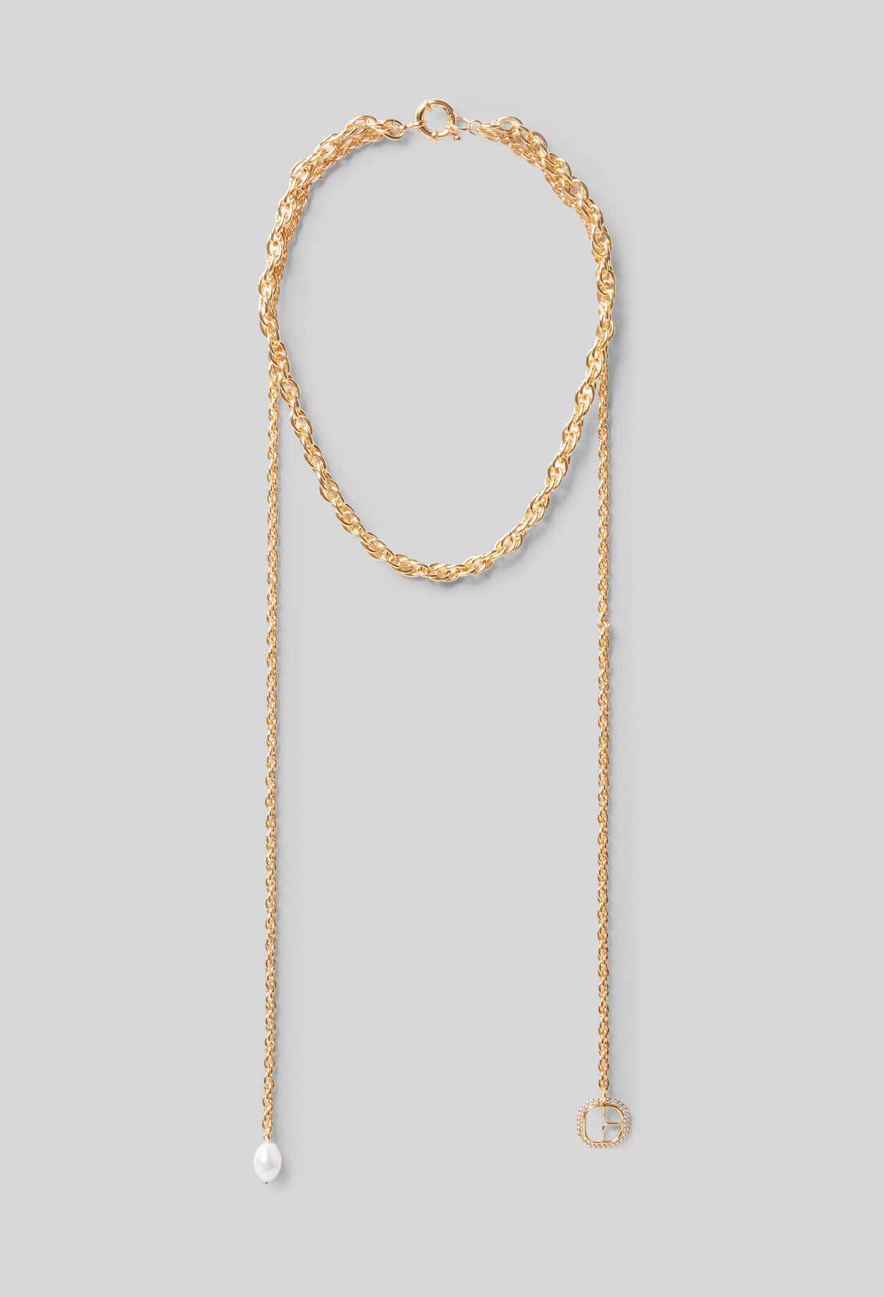 Double pearl chain necklace